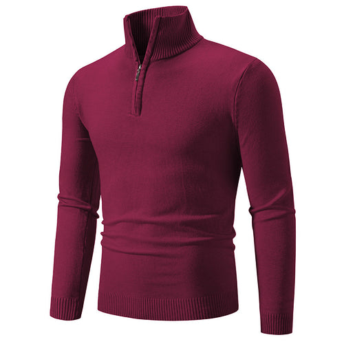 2023 Men's Plus Size Fleece Zip Mock Neck Sweater